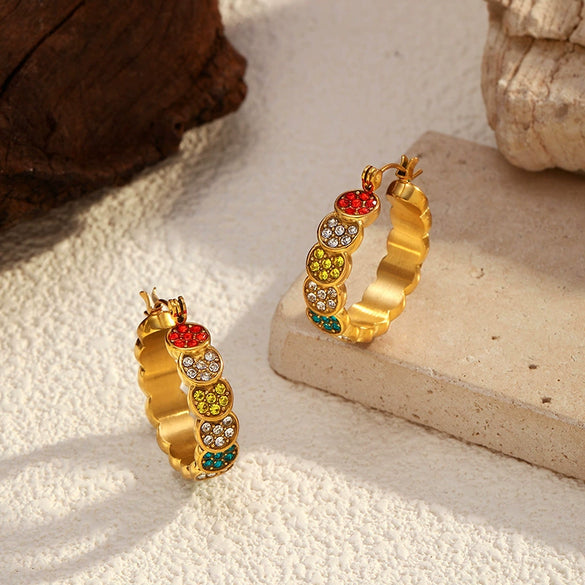 Wholesale Women's Geometric Stainless Steel Electroplated Cshaped Earrings Luxury Jewelry