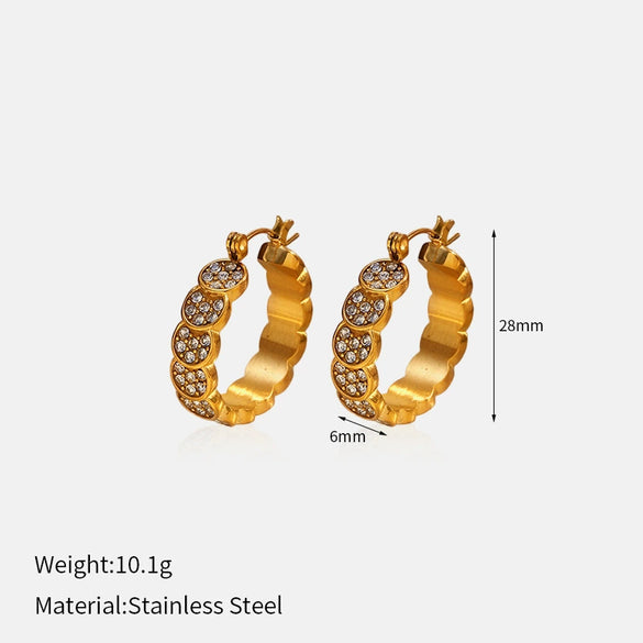 Wholesale Women's Geometric Stainless Steel Electroplated Cshaped Earrings Luxury Jewelry