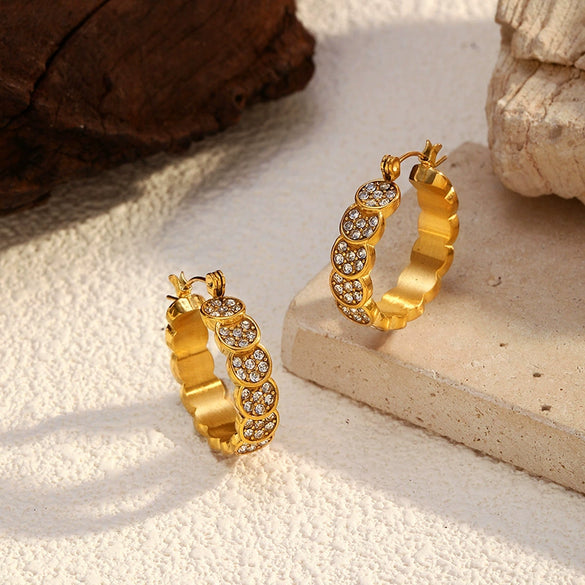 Wholesale Women's Geometric Stainless Steel Electroplated Cshaped Earrings Luxury Jewelry
