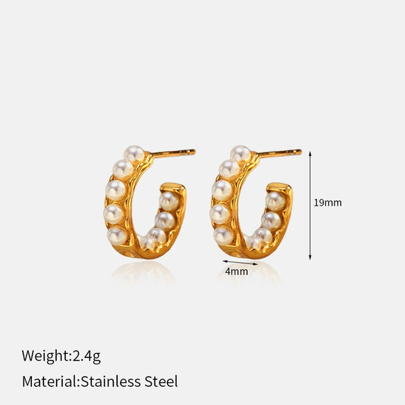Wholesale Women's Geometric Stainless Steel Electroplated Cshaped Earrings Luxury Jewelry