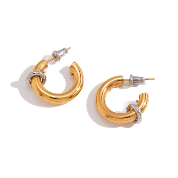 Wholesale Women's Geometric Stainless Steel Electroplated Cshaped Earrings