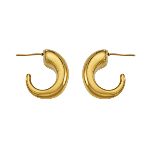 Wholesale Women's Geometric Stainless Steel Electroplated Cshaped Minimalist Open Earrings