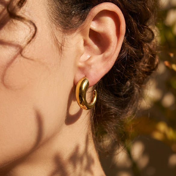 Wholesale Women's Geometric Stainless Steel Electroplated Cshaped Minimalist Open Earrings