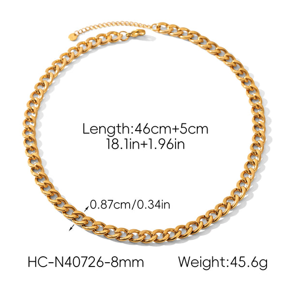 Wholesale Women's Geometric Stainless Steel Electroplated Cuban Chain Necklace And Bracelet Jewelry