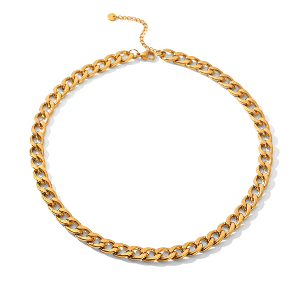 Wholesale Women's Geometric Stainless Steel Electroplated Cuban Chain Necklace And Bracelet Jewelry