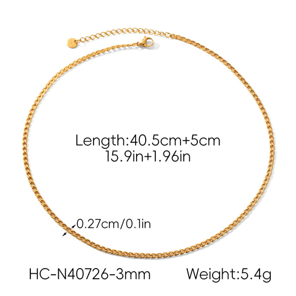 Wholesale Women's Geometric Stainless Steel Electroplated Cuban Chain Necklace And Bracelet Jewelry
