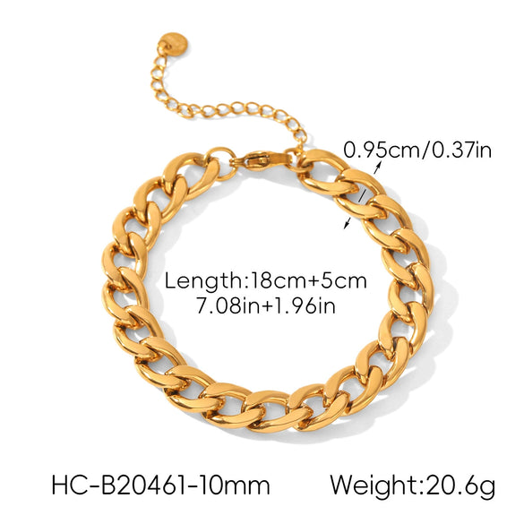 Wholesale Women's Geometric Stainless Steel Electroplated Cuban Chain Necklace And Bracelet Jewelry