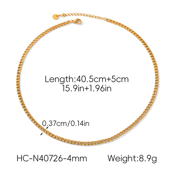 Wholesale Women's Geometric Stainless Steel Electroplated Cuban Chain Necklace And Bracelet Jewelry