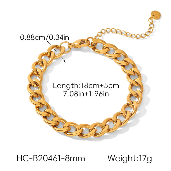 Wholesale Women's Geometric Stainless Steel Electroplated Cuban Chain Necklace And Bracelet Jewelry