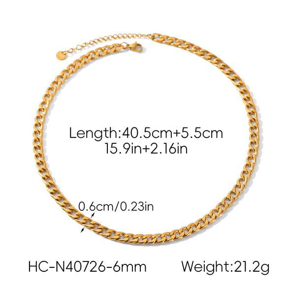 Wholesale Women's Geometric Stainless Steel Electroplated Cuban Chain Necklace And Bracelet Jewelry