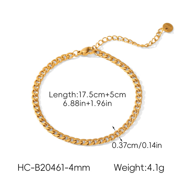Wholesale Women's Geometric Stainless Steel Electroplated Cuban Chain Necklace And Bracelet Jewelry
