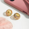 Wholesale Women's Geometric Stainless Steel Electroplated Cut Out Ball And Flower Earrings Niche Design