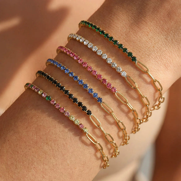 Wholesale Women's Geometric Stainless Steel Electroplated Diamondencrusted Bracelet