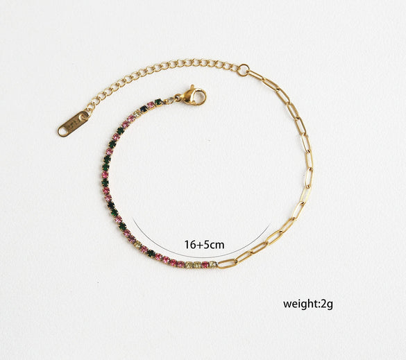 Wholesale Women's Geometric Stainless Steel Electroplated Diamondencrusted Bracelet
