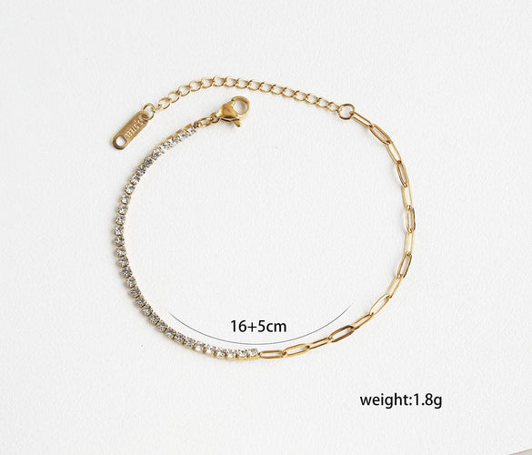 Wholesale Women's Geometric Stainless Steel Electroplated Diamondencrusted Bracelet