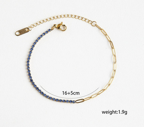 Wholesale Women's Geometric Stainless Steel Electroplated Diamondencrusted Bracelet