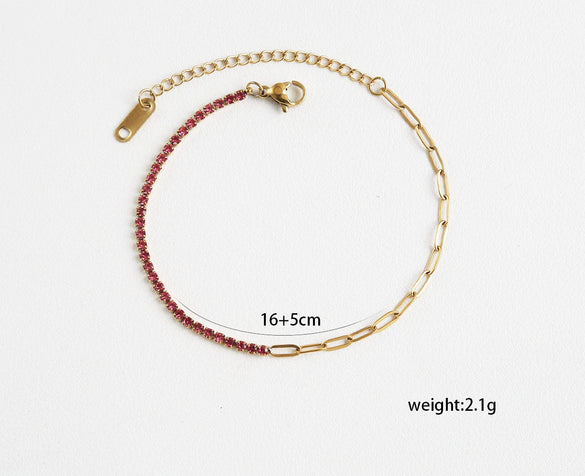Wholesale Women's Geometric Stainless Steel Electroplated Diamondencrusted Bracelet