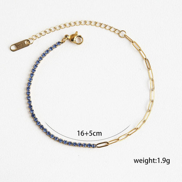 Wholesale Women's Geometric Stainless Steel Electroplated Diamondencrusted Bracelet