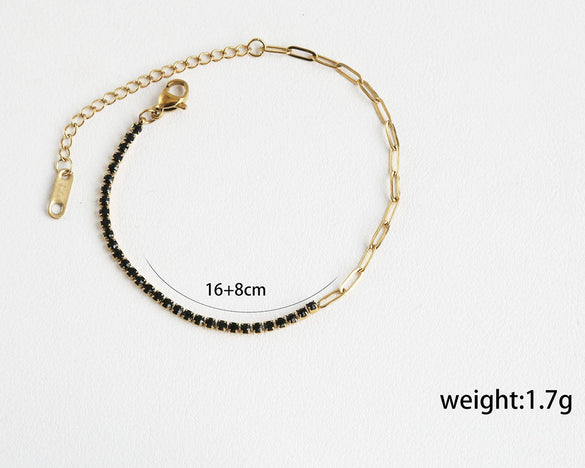 Wholesale Women's Geometric Stainless Steel Electroplated Diamondencrusted Bracelet