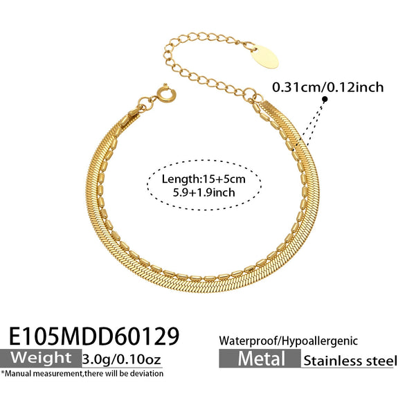 Wholesale Women's Geometric Stainless Steel Electroplated Doublelayer Stacked Bracelet Jewelry