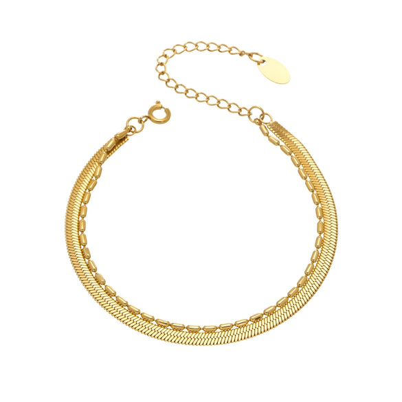 Wholesale Women's Geometric Stainless Steel Electroplated Doublelayer Stacked Bracelet Jewelry