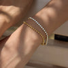 Wholesale Women's Geometric Stainless Steel Electroplated Doublelayer Zircon Bracelet Jewelry Accessories