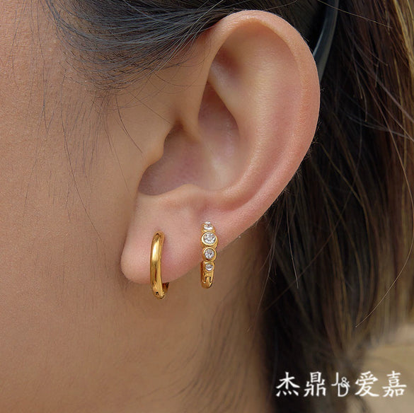 Wholesale Women's Geometric Stainless Steel Electroplated Earrings And Ear Clips Niche Design