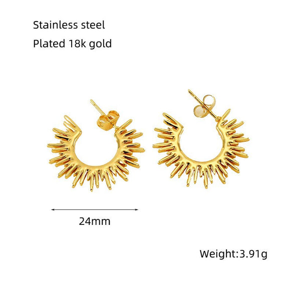 Wholesale Women's Geometric Stainless Steel Electroplated Earrings With Joker Design And Sunflower Pattern