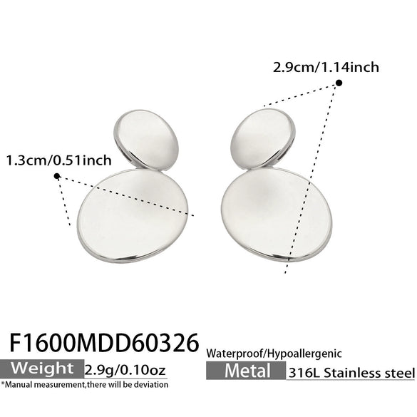Wholesale Women's Geometric Stainless Steel Electroplated Earrings With Metallic Texture And 18K Gold Plating