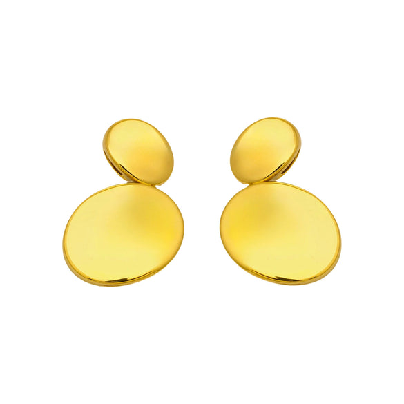 Wholesale Women's Geometric Stainless Steel Electroplated Earrings With Metallic Texture And 18K Gold Plating