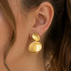 Wholesale Women's Geometric Stainless Steel Electroplated Earrings With Metallic Texture And 18K Gold Plating