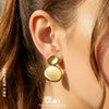 Wholesale Women's Geometric Stainless Steel Electroplated Earrings With Metallic Texture And 18K Gold Plating