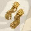 Wholesale Women's Geometric Stainless Steel Electroplated Earrings With Moon And Sun Chain Tassel