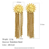 Wholesale Women's Geometric Stainless Steel Electroplated Earrings With Moon And Sun Chain Tassel