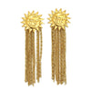 Wholesale Women's Geometric Stainless Steel Electroplated Earrings With Moon And Sun Chain Tassel