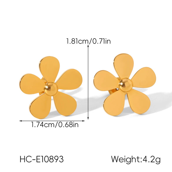 Wholesale Women's Geometric Stainless Steel Electroplated Earrings With Plants And Flowers Design