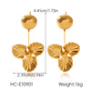 Wholesale Women's Geometric Stainless Steel Electroplated Earrings With Plants And Flowers Design
