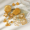 Wholesale Women's Geometric Stainless Steel Electroplated Earrings With Plants And Flowers Design