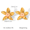 Wholesale Women's Geometric Stainless Steel Electroplated Earrings With Plants And Flowers Design