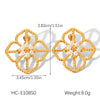 Wholesale Women's Geometric Stainless Steel Electroplated Earrings With Plants And Flowers Design