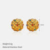 Wholesale Women's Geometric Stainless Steel Electroplated Earrings With Plants And Flowers Style