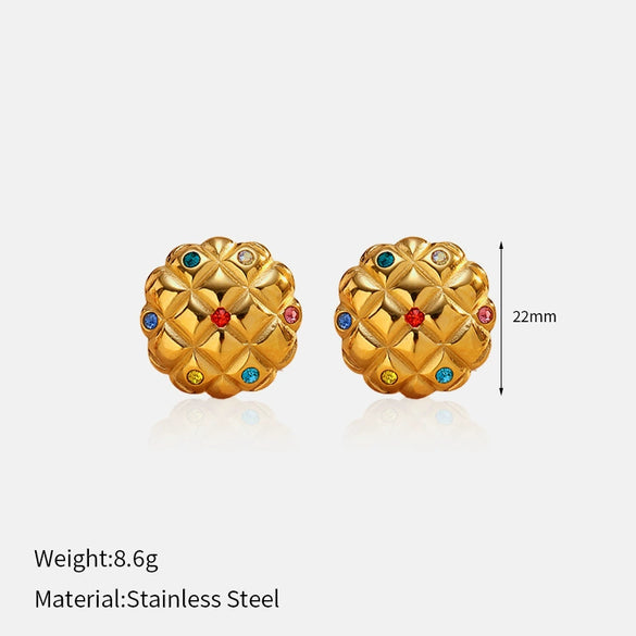 Wholesale Women's Geometric Stainless Steel Electroplated Earrings With Plants And Flowers Style
