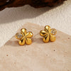 Wholesale Women's Geometric Stainless Steel Electroplated Earrings With Plants And Flowers Style
