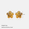 Wholesale Women's Geometric Stainless Steel Electroplated Earrings With Plants And Flowers Style