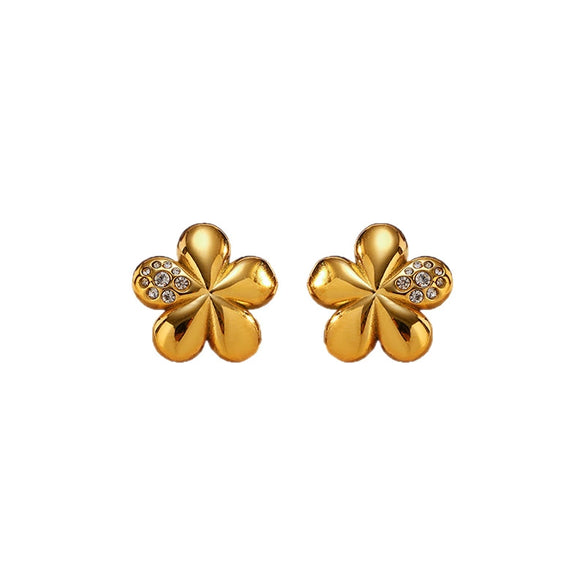 Wholesale Women's Geometric Stainless Steel Electroplated Earrings With Plants And Flowers Style