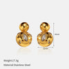 Wholesale Women's Geometric Stainless Steel Electroplated Earrings With Plants And Flowers Style