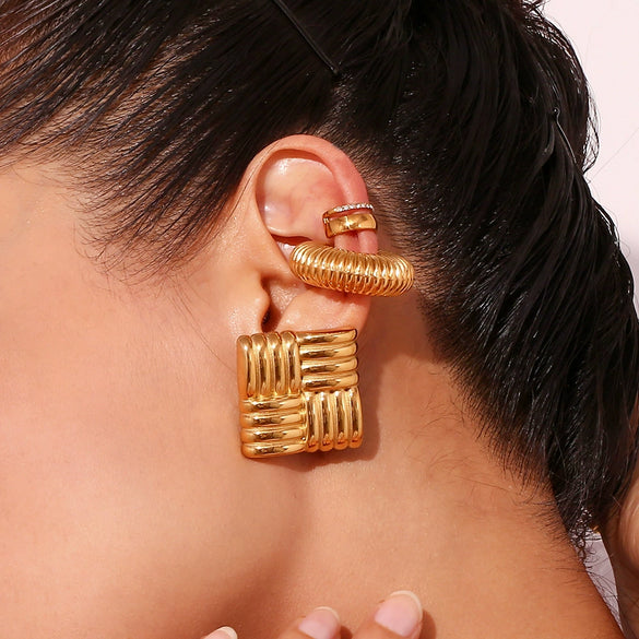 Wholesale Women's Geometric Stainless Steel Electroplated Earrings