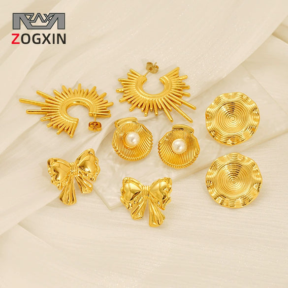 Wholesale Women's Geometric Stainless Steel Electroplated Earrings
