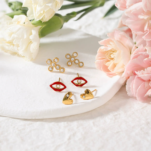 Wholesale Women's Geometric Stainless Steel Electroplated Earrings