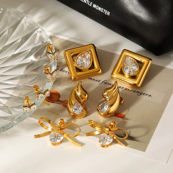 Wholesale Women's Geometric Stainless Steel Electroplated Earrings